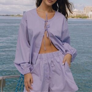 Daily Drills Lavender Poplin Tie Top